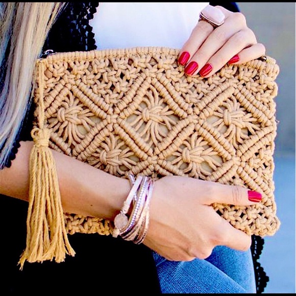 Handbags - Great piece!  macramé cord clutch 🎉HOST PICK 🎉